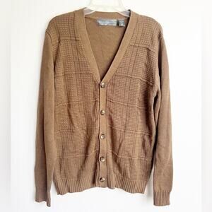 Oscar De La Renta Camel Brown Cardigan Sweater Medium